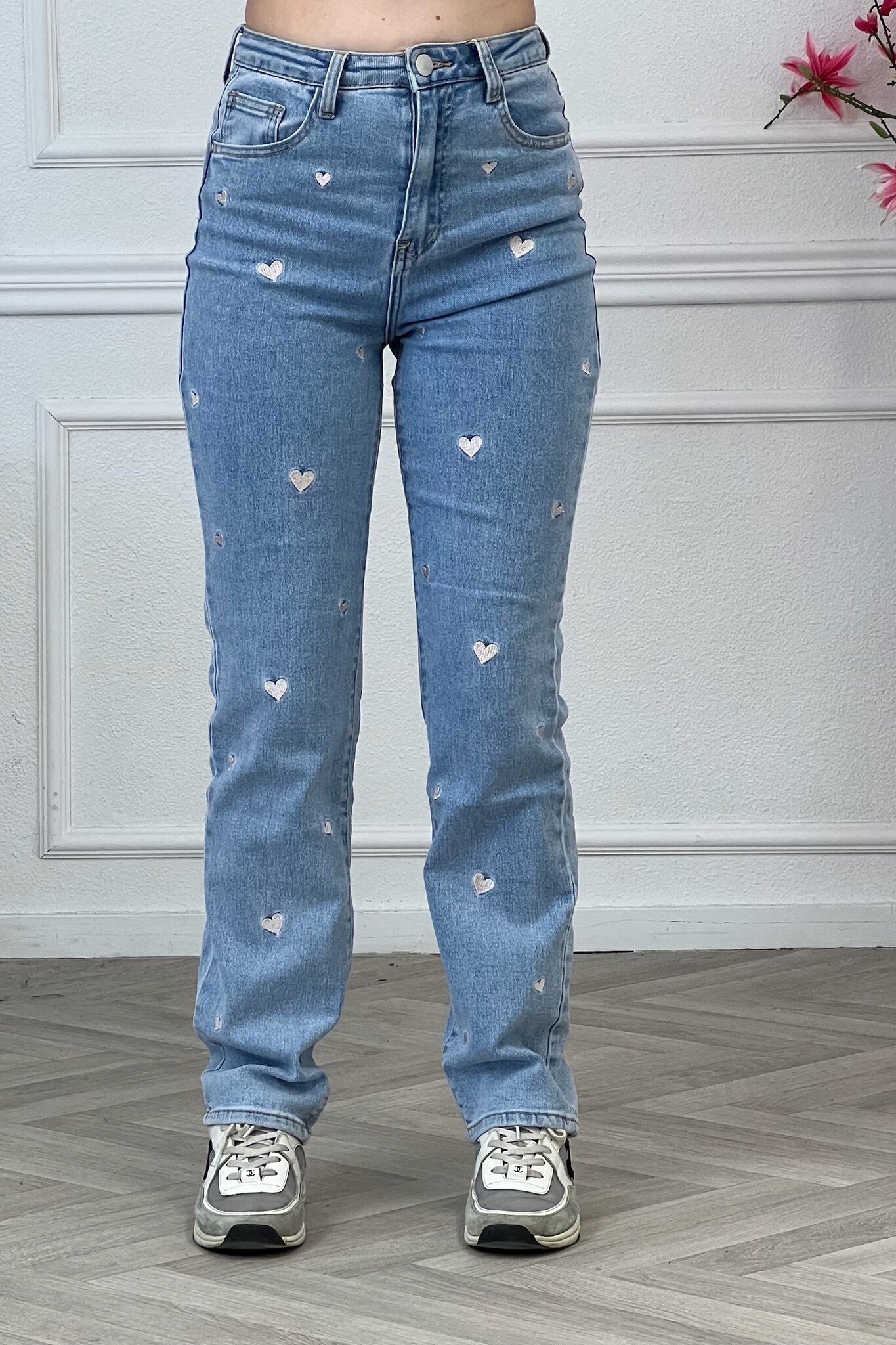 Baggy Heart Jeans - Light Blue/ Silver