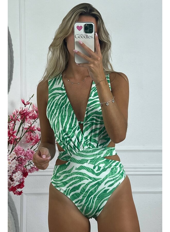 Zebra Swimsuit - Green