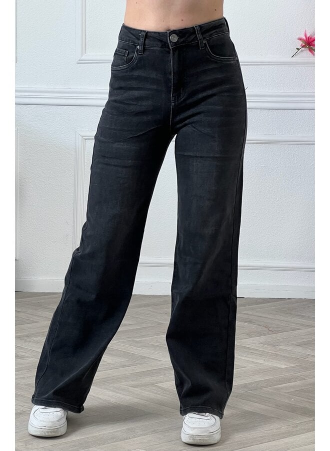 Goodies Wide Leg Jeans - Washed Black