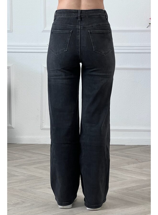 Wide Leg Goodies Jeans - Washed Black