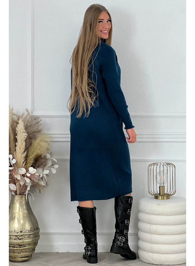 Col Sweater Dress - Deep Blue