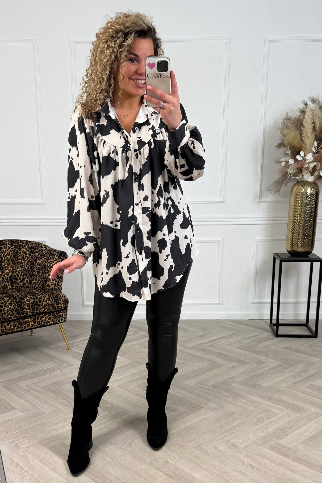 Zlata Blouse - Paper Cut Print - Black