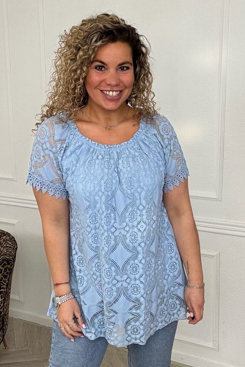 Jeanne Top - Light Blue / Pink / Olive