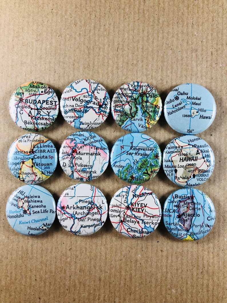 Budapest, gibraltar, honolulu, arkhangel'sk, murmansk, volgograd, oslo, harstad, kiev, hawaii, molokaï, Ajaccio, bonifacio, magnet buttons, 1inch, 25mm