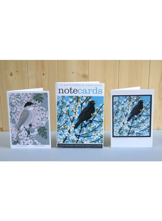 Blackthorn Blackbird och Blackcap Notecards Robert Gilmor