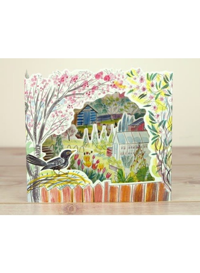 Tarjeta Blackbird Allotments 3D de Emily Sutton