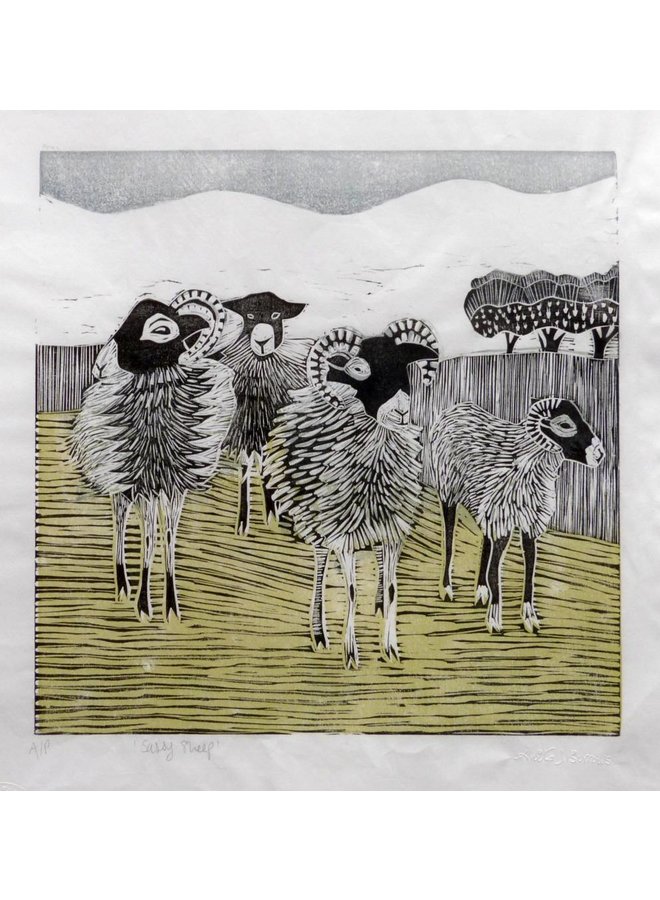 Sassy Sheep - Xilografía