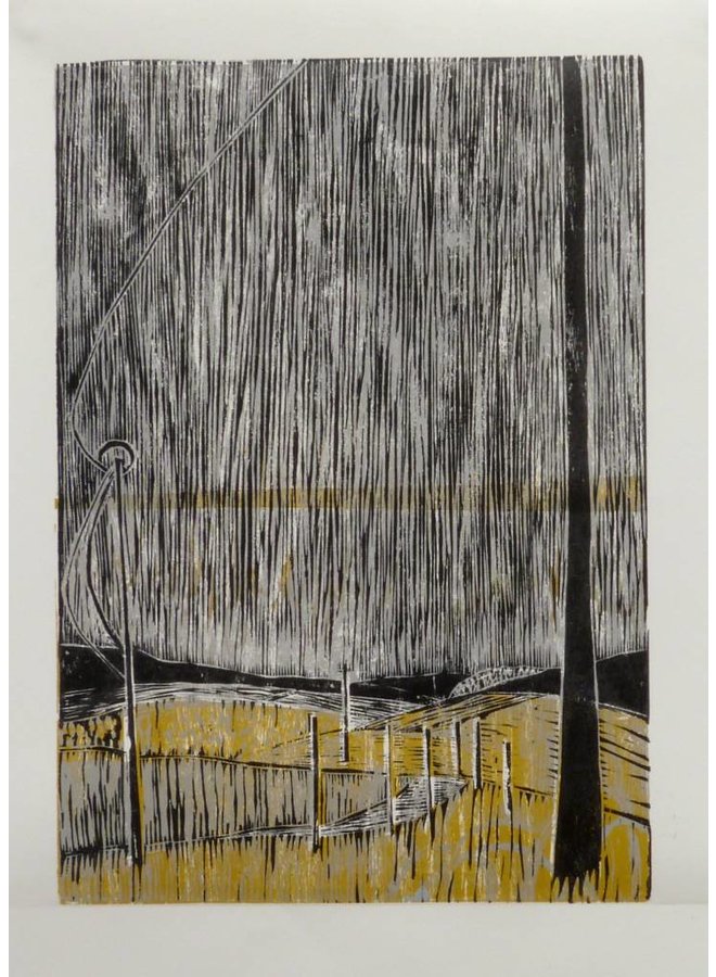 Raining Stair Rods on the Widdop Road- Woodcut