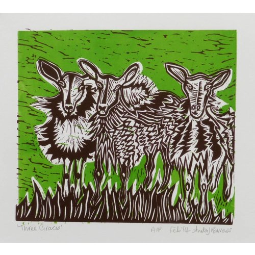 Anita J Burrows Drei Grazien - Linoblock Anita J Burrows Drei Grazien - Linoblock