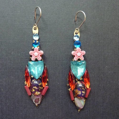 Annie Sherburne Vintage multi Icicle drop crystal earrings Annie Sherburne Vintage multi Icicle drop crystal earrings