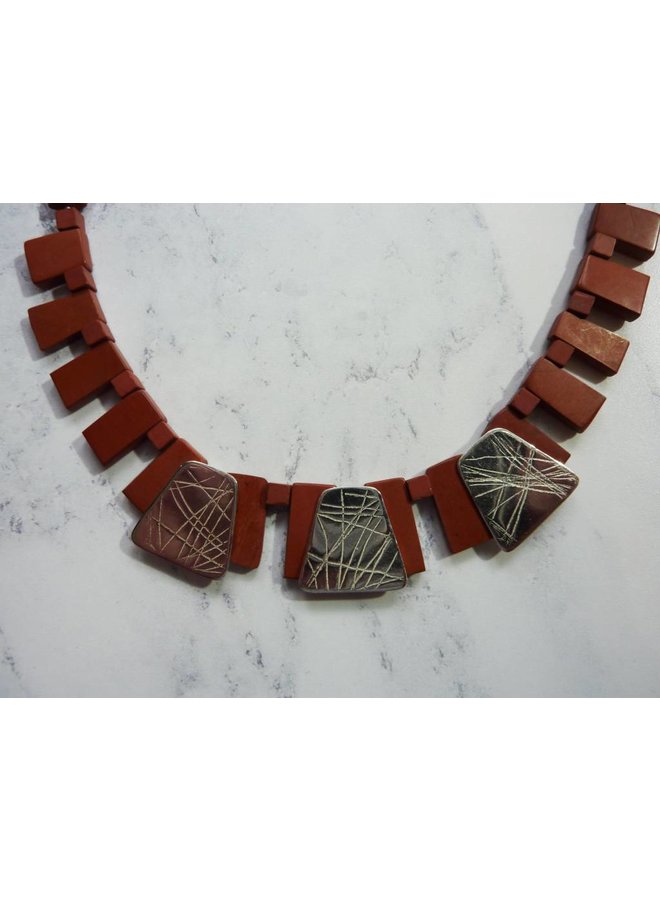 Silver and Red Jasper collar necklace 23