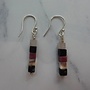 Silver, mixed cubes with rose quartz and rhodonite drop earrings