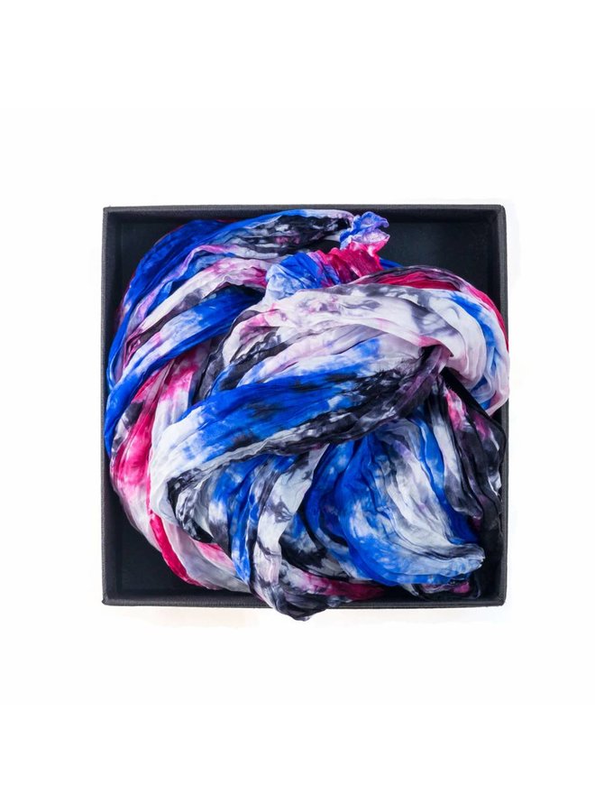 Blueberry Crinkle Silk Scarf  boxed