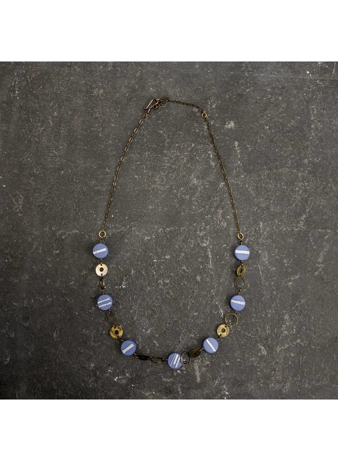 Circle Polymer  Necklace blue