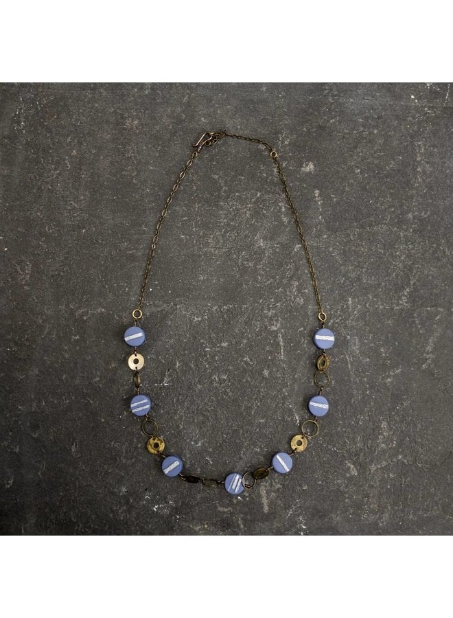 Circle Polymer  Necklace blue