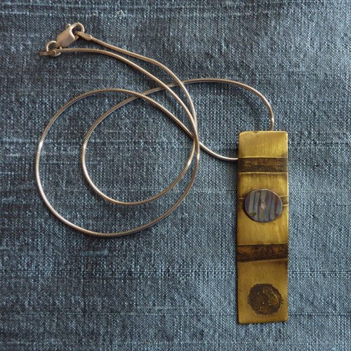 Jill Stewart Brass & titanium rectangular necklace Jill Stewart Brass & titanium rectangular necklace