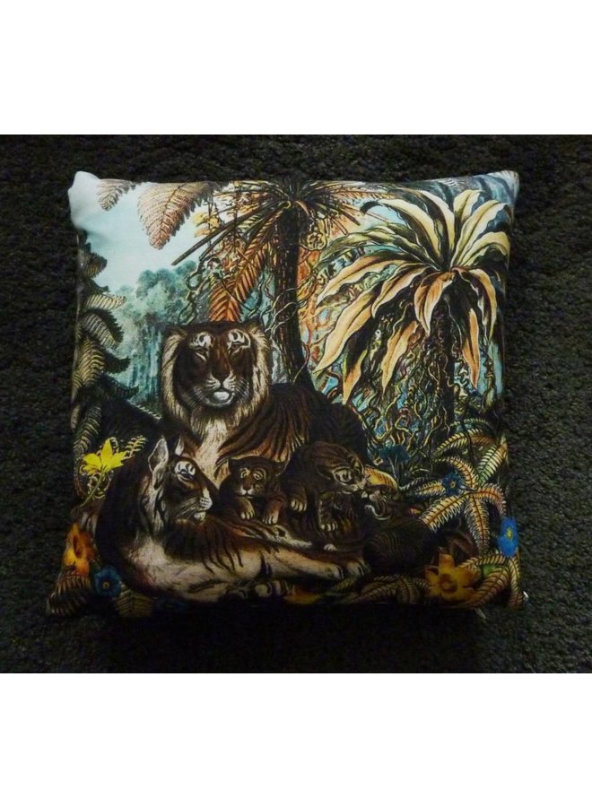 Jungle Tiger feather zipped cushion