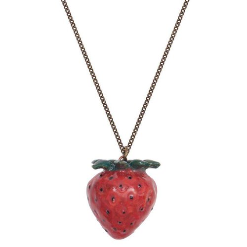 And Mary Rode Aardbei ketting handbeschilderd porselein And Mary Rode Aardbei ketting handbeschilderd porselein