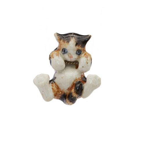 And Mary Tortoise kitten hanging charm hand painted porcelain And Mary Tortoise kitten hanging charm hand painted porcelain