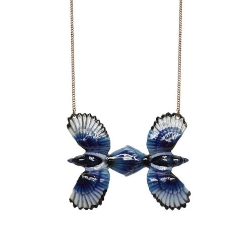 And Mary Twee ekster bedel ketting, verzilverde ketting And Mary Twee ekster bedel ketting, verzilverde ketting