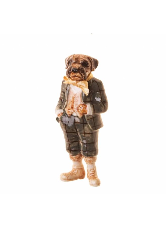 Mr Border Terrier Man charm hand painted porcelain