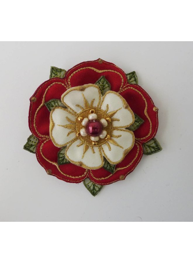 Tudor Double Rose Embroidered Brooch