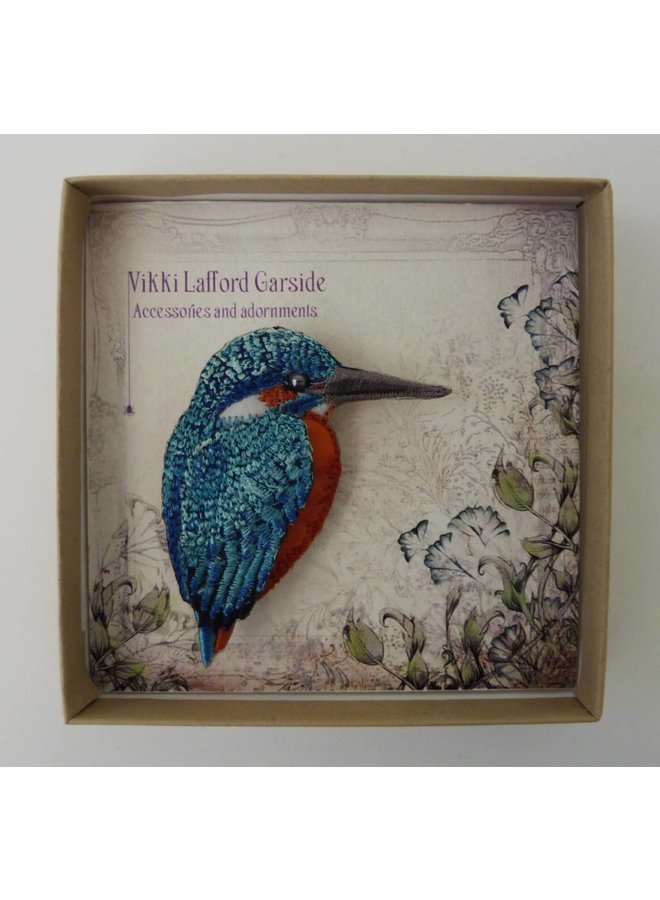 Martín pescador pico derecho Broche bordado