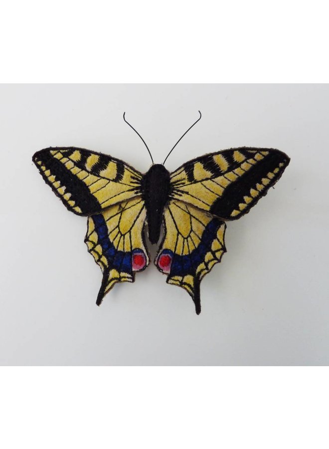 Swallowtail brittisk fjäril broderad brosch