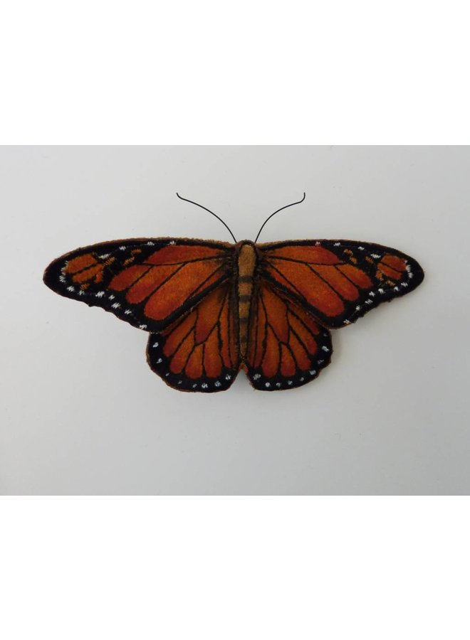 Broche brodée papillon monarque en voie de disparition