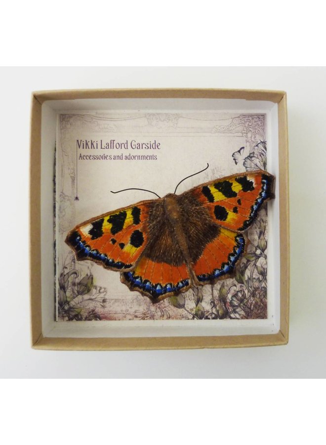 Tortoiseshell British Butterfly Embroidered Brooch
