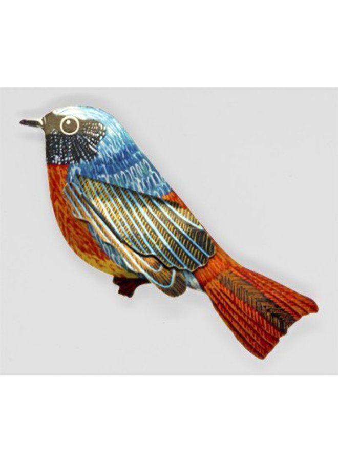 Redstart Enamel Brooch