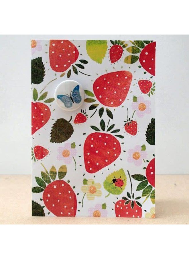 Strawberry and Butterfly Badge Card
