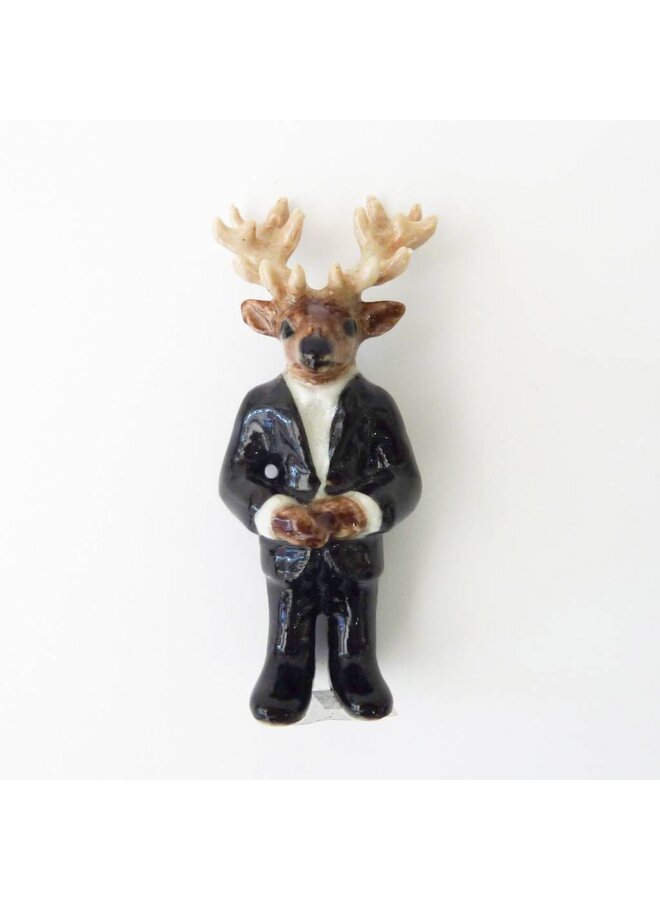 Mr Stag Man charm hand painted porcelain