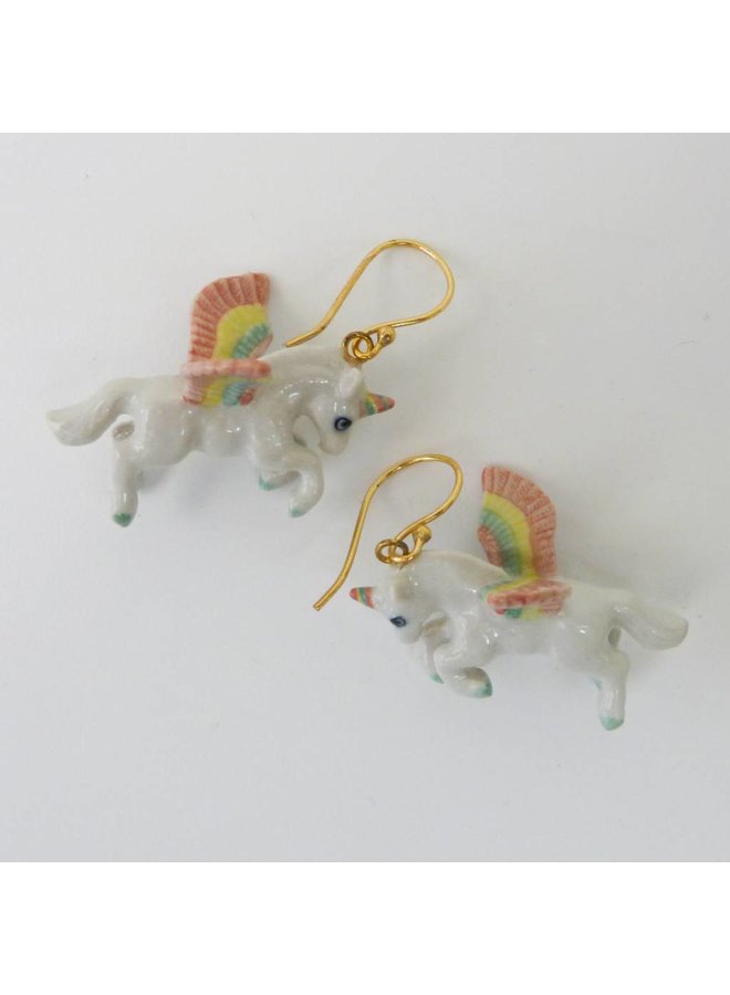 Unicorn pastel earrings hand painted porcelain