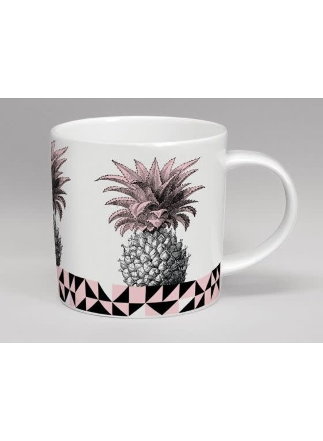 Treibhaus-Ananas-Rosa u. Weiße Tasse