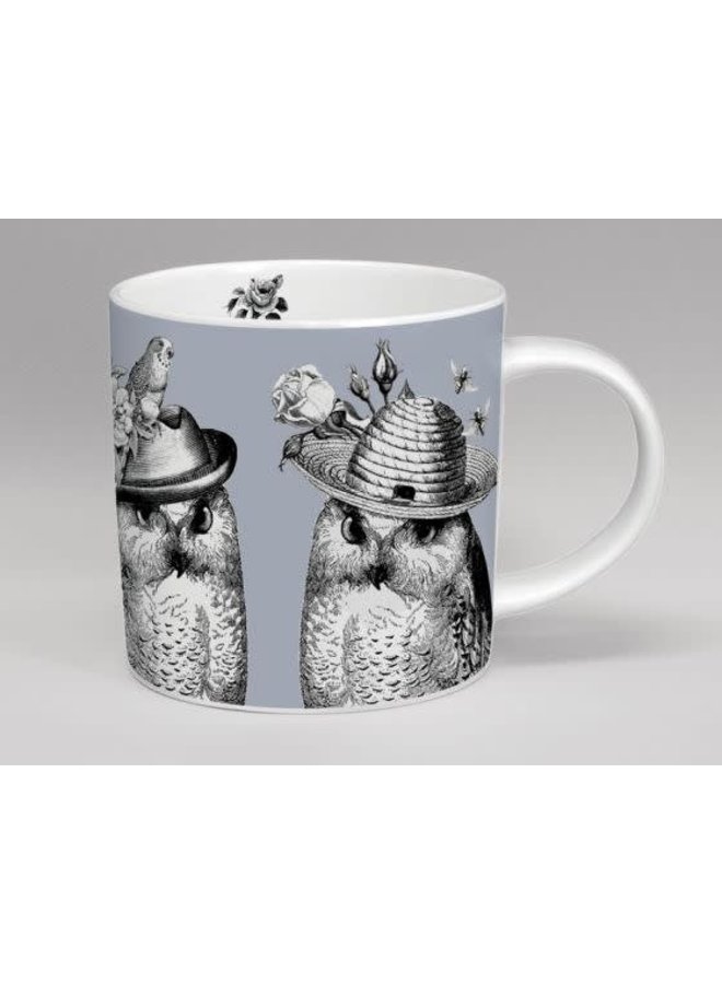 sunday best mr and mrs owl mug grey