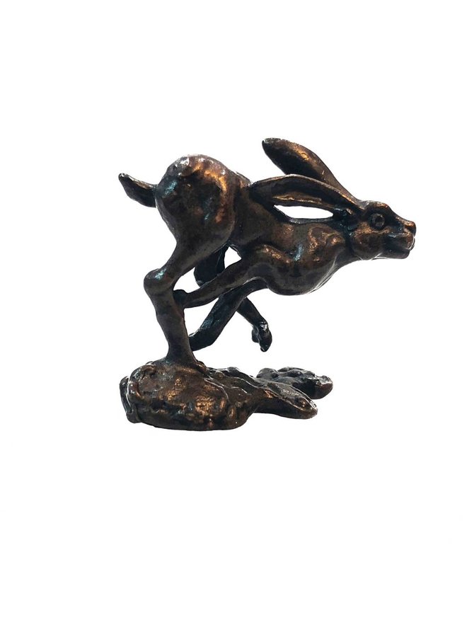 Hare running bronze 19