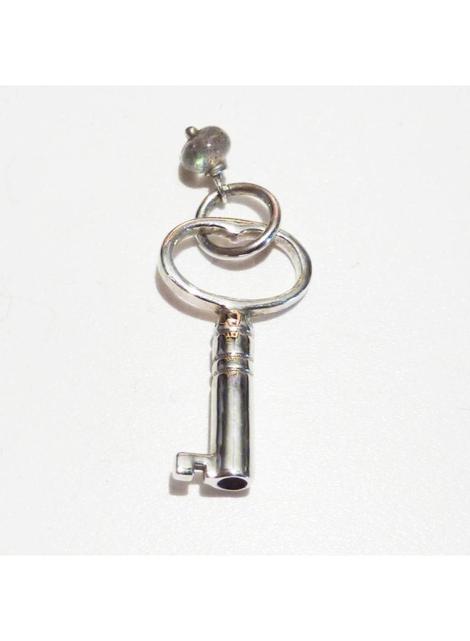 Silver Key charm with topaz gem