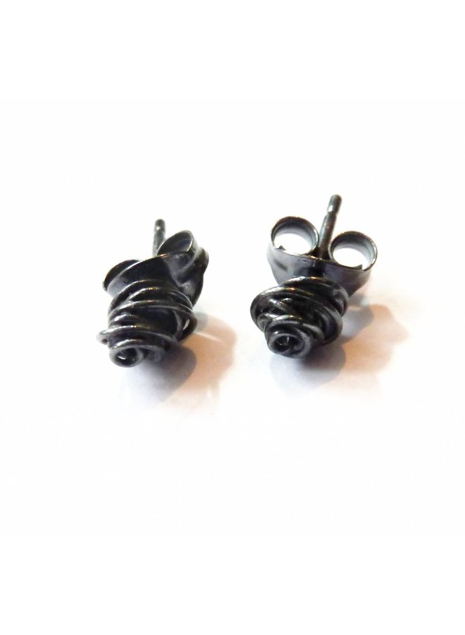 Tiny Wrap oxidised silver stud earrings