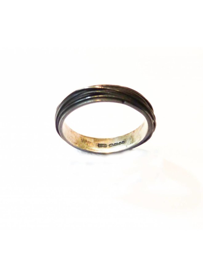 Thin wrap oxidised silver ring 2