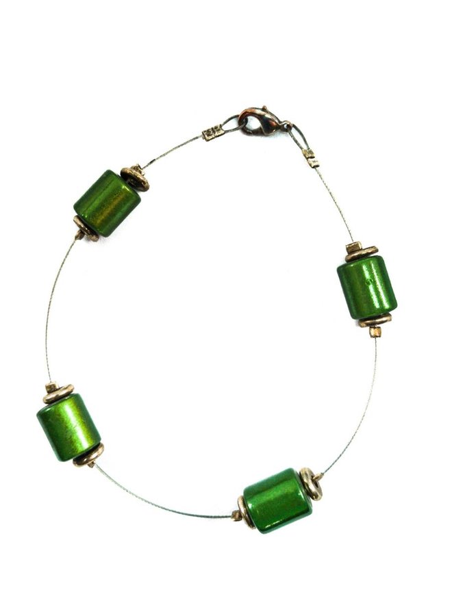 Pulsera Con Cuentas Verde Espaciado -