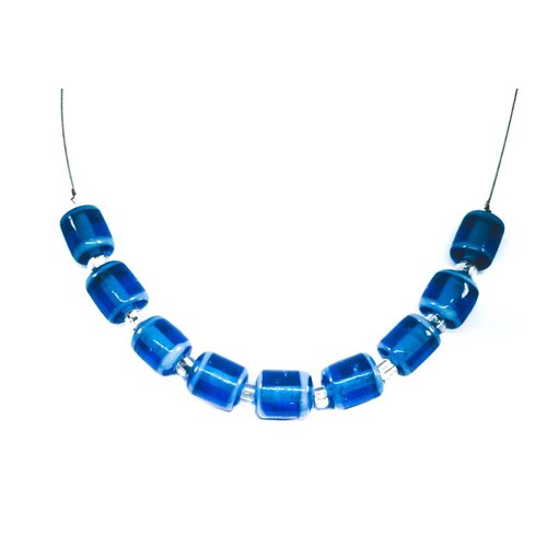 Carrie Elspeth Necklace Blue glass tube links Carrie Elspeth Necklace Blue glass tube links
