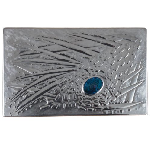 Maria Santos Coral Wood, Pewter and Abalone hinged box 11 sections Maria Santos Coral Wood, Pewter and Abalone hinged box 11 sections
