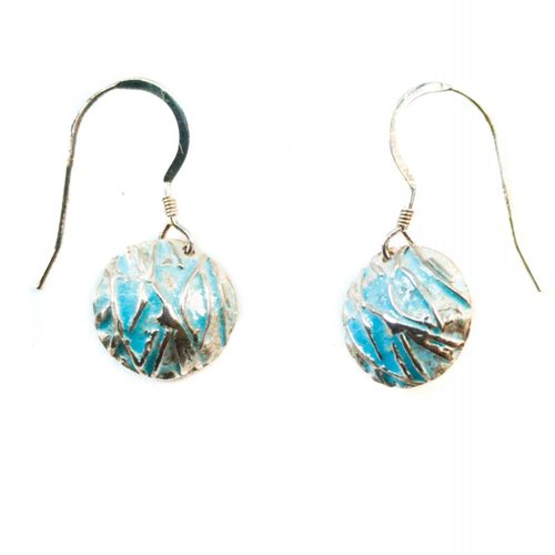 Maria Santos Concave blue silver and enamel hook earrings Maria Santos Concave blue silver and enamel hook earrings