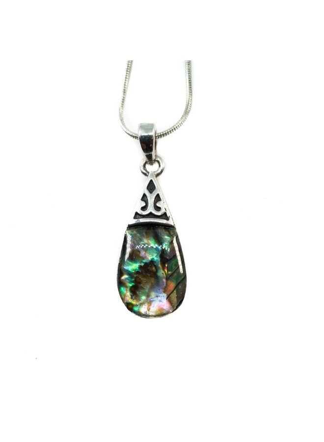 Pear Drop Inlaid Paua shell necklace 122