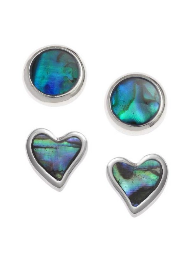 Round Blue Inlaid Paua shell  Stud Earrings 603E