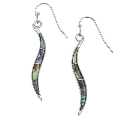 Tide Jewellery Curved Long Drop Inlaid Paua shell Earrings Tide Jewellery Curved Long Drop Inlaid Paua shell Earrings