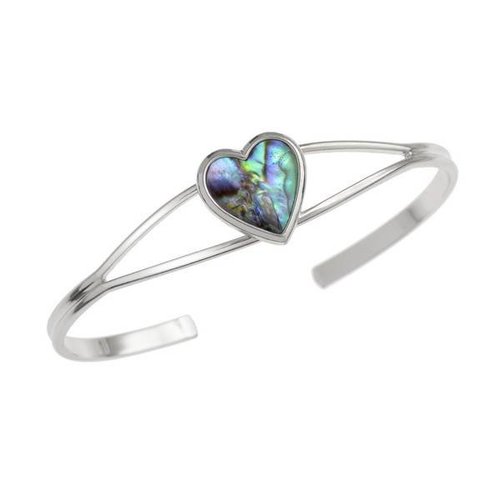 Tide Jewellery Heart Inlaid Green Paua shell Bangle Tide Jewellery Heart Inlaid Green Paua shell Bangle