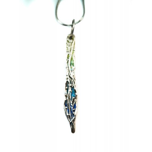Maria Santos Cascada larga collar de plata y esmalte Maria Santos Cascada larga collar de plata y esmalte