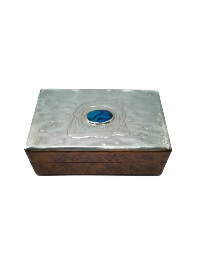 Water Splash Pewter y caja de madera con bisagras
